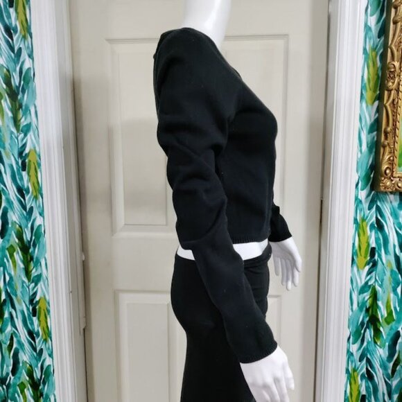 Urban Outfitters Black Cropped Cotton Blend Cardigan L - Picture 3 of 11